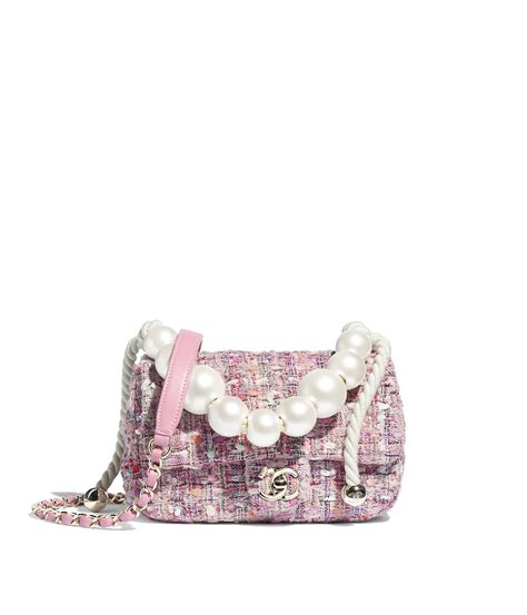 chanel borsa ricamato|Borsa classica mini, Tweed ricamato, perle fantasia, strass.